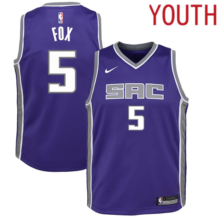 Youth Sacramento Kings #5 De Aaron Fox Nike Purple Swingman NBA Jersey->youth nba jersey->Youth Jersey